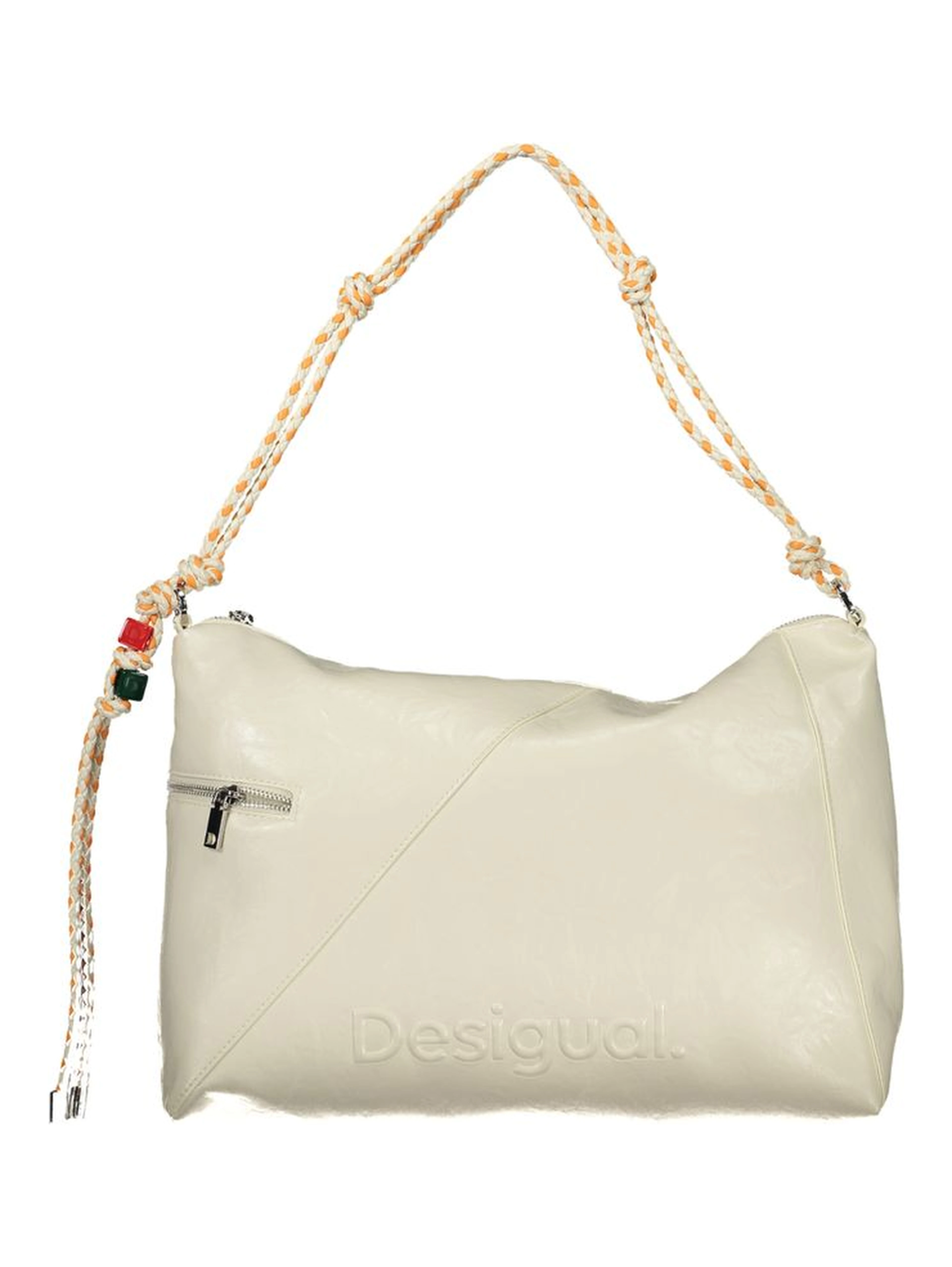 Ecru Polyurethane Women Handbag