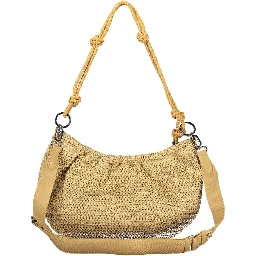 Beige Polyurethane Women Handbag