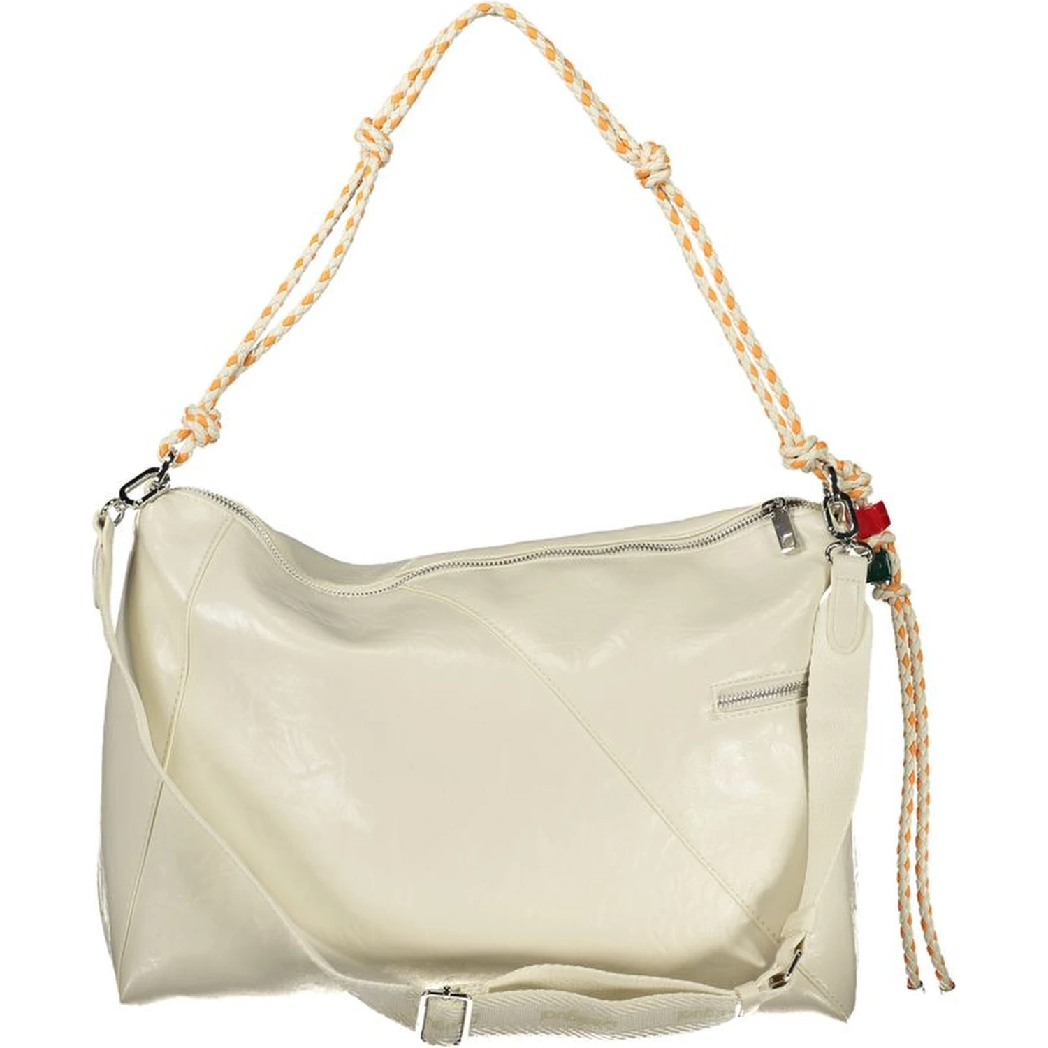 Ecru Polyurethane Women Handbag