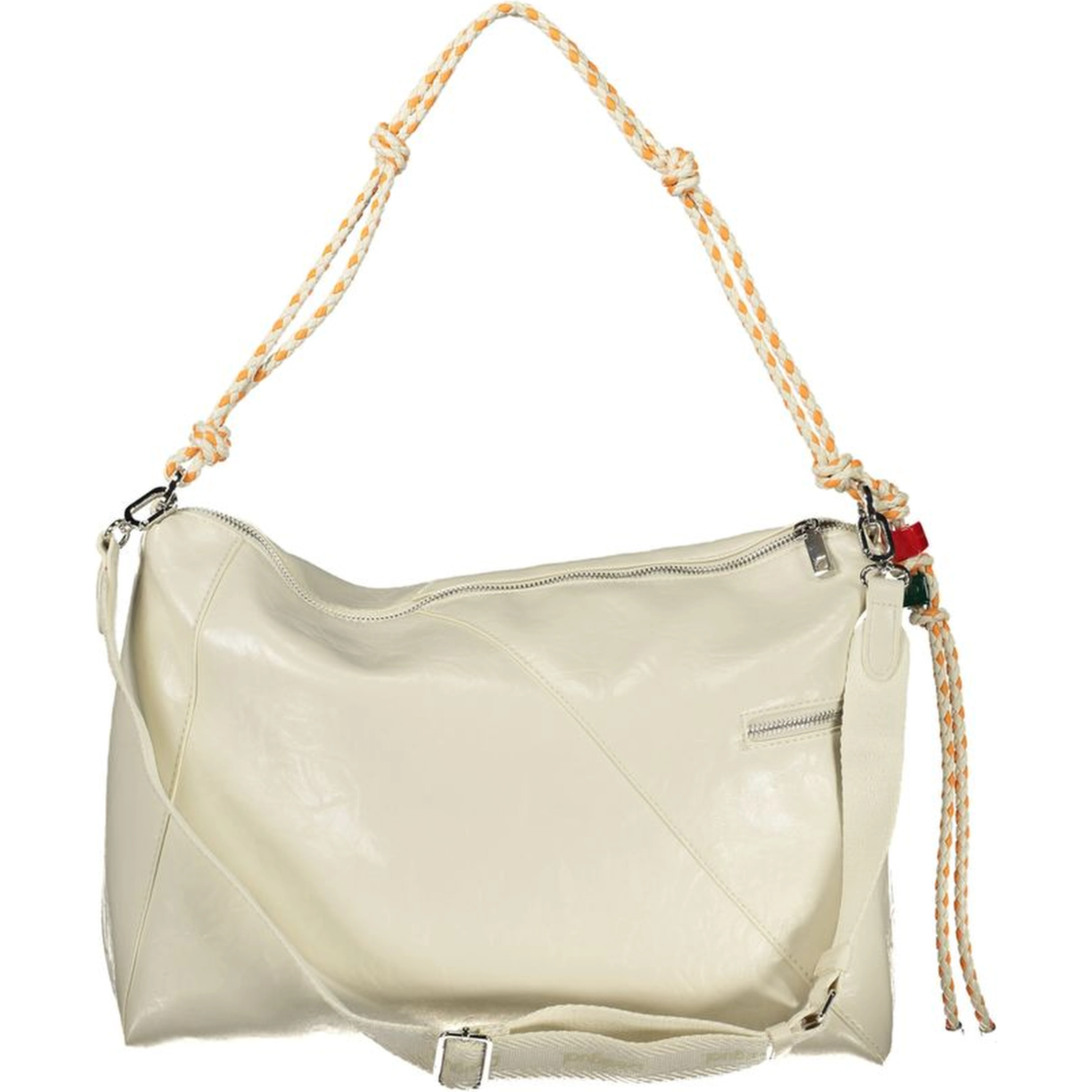 Ecru Polyurethane Women Handbag