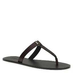 Brown Calf Leather Bos Taurus Flat Sandals