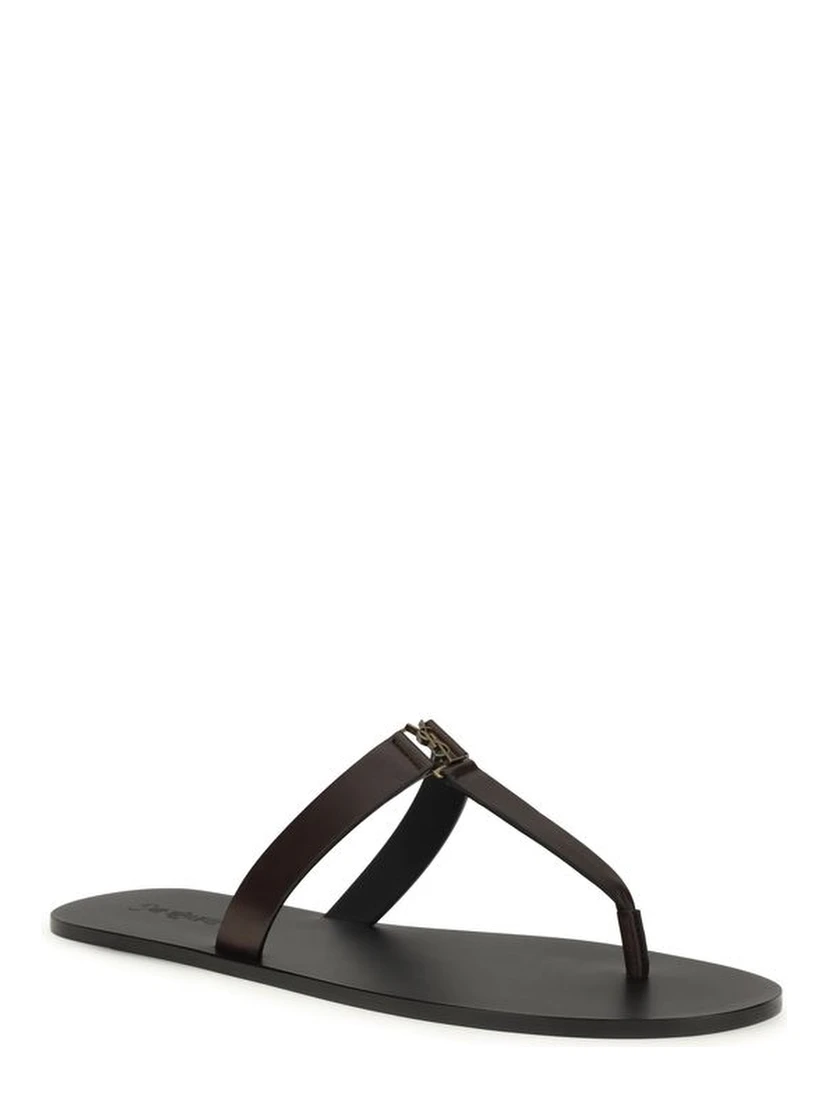 Brown Calf Leather Bos Taurus Flat Sandals
