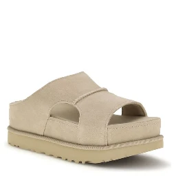 Beige Calf Leather Bos Taurus Platform Sandals