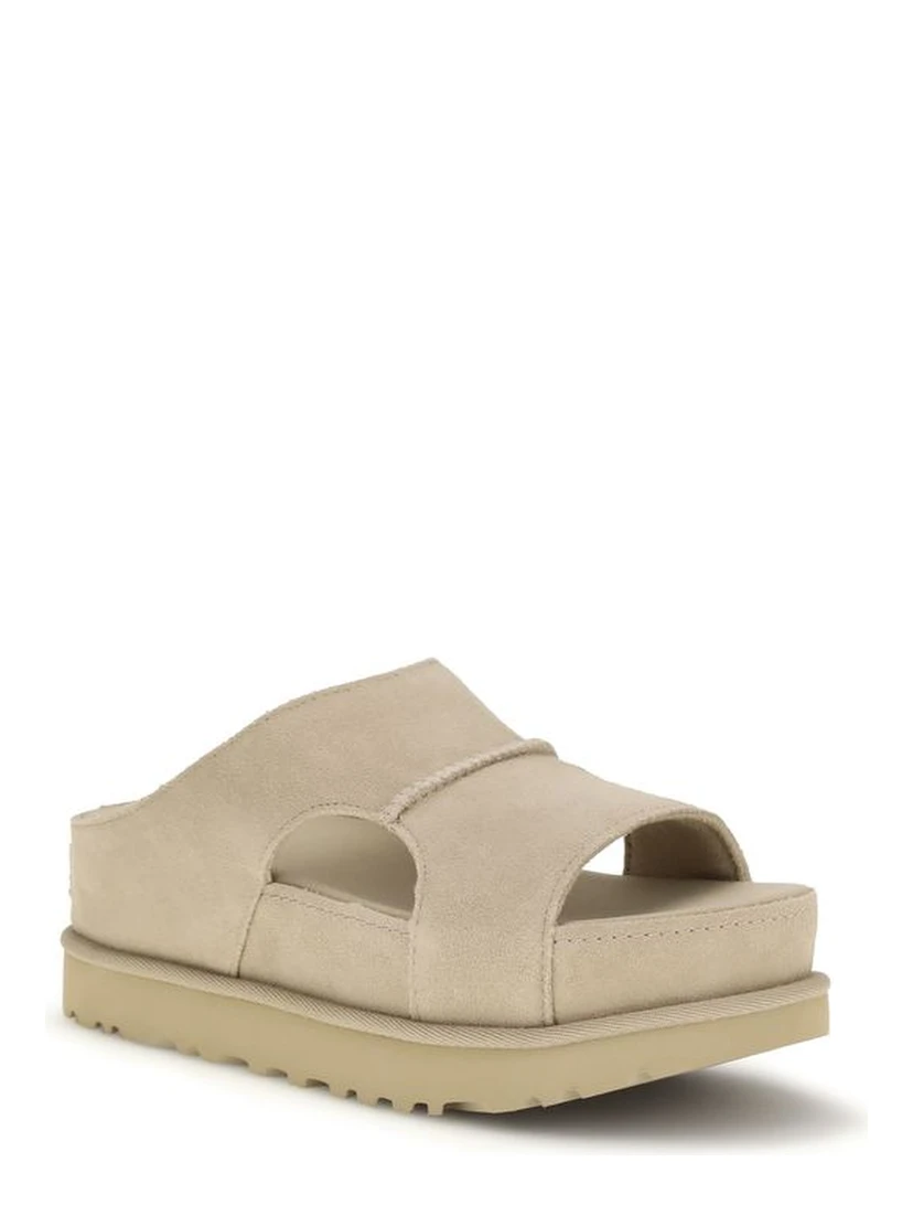 Beige Calf Leather Bos Taurus Platform Sandals