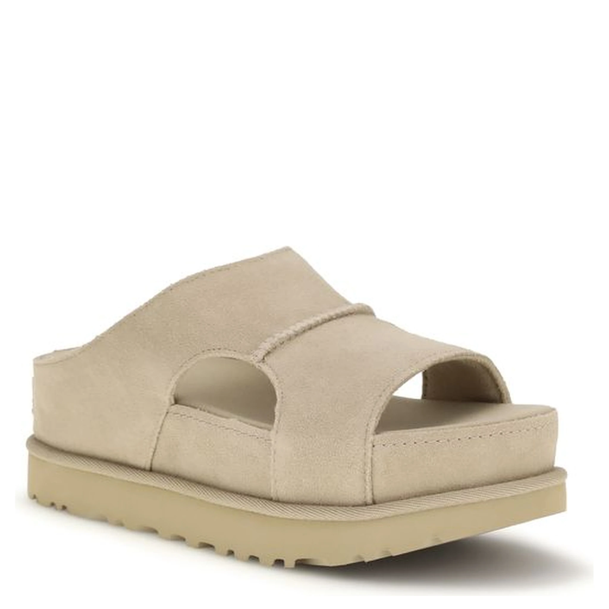 Beige Calf Leather Bos Taurus Platform Sandals