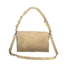 Beige Polyurethane Women Handbag
