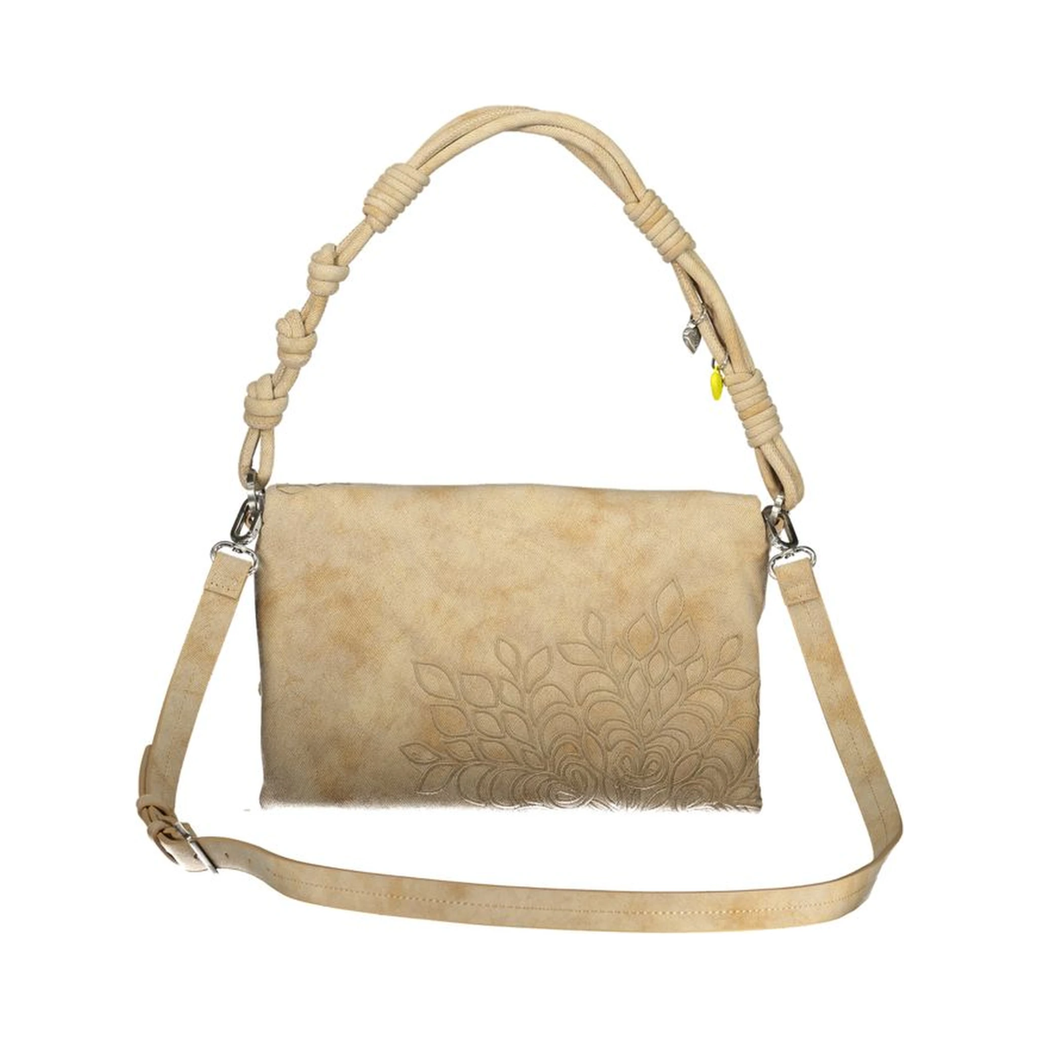 Beige Polyurethane Women Handbag