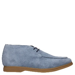 Light Blue Leather Ankle Boots
