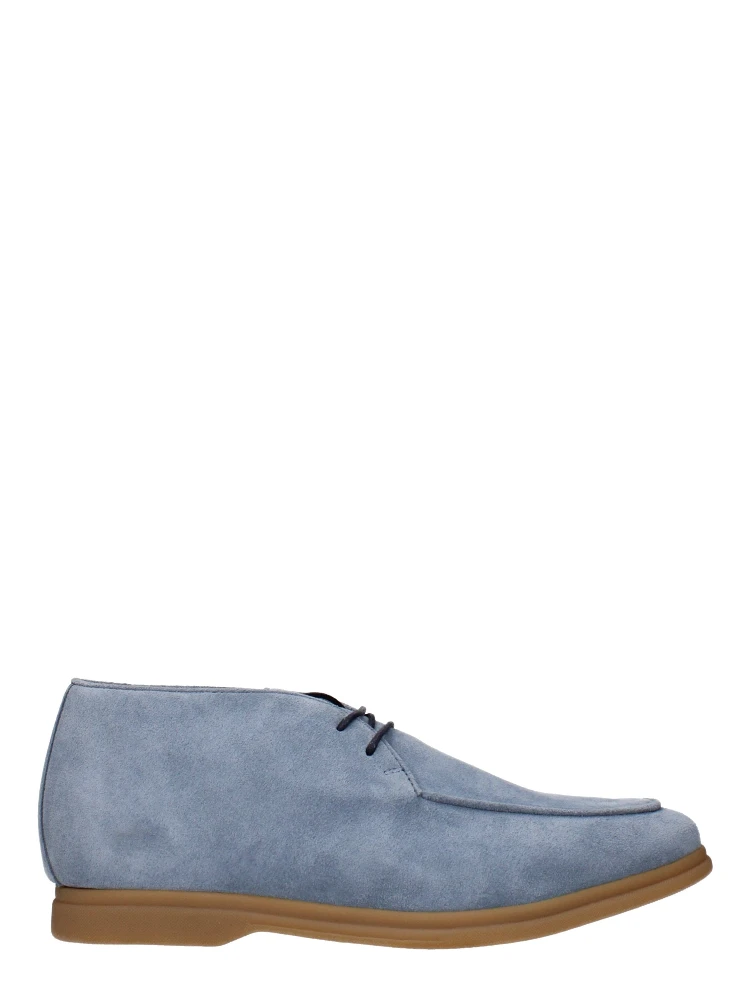 Light Blue Leather Ankle Boots