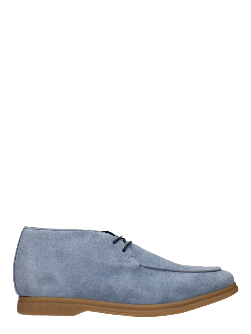 Light Blue Leather Ankle Boots