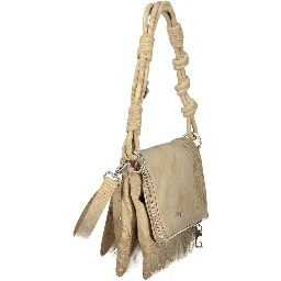 Beige Polyurethane Women Handbag