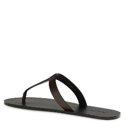 Brown Calf Leather Bos Taurus Flat Sandals