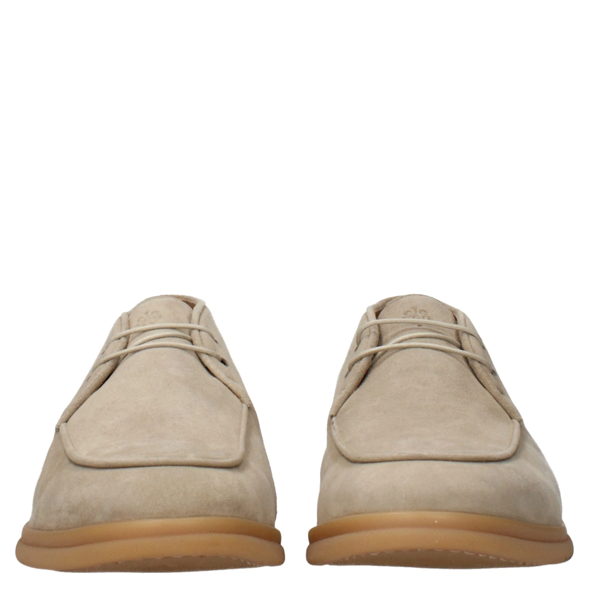 Beige Leather Lace-Up Boots