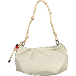 Ecru Polyurethane Women Handbag