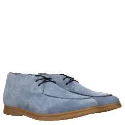 Light Blue Leather Ankle Boots