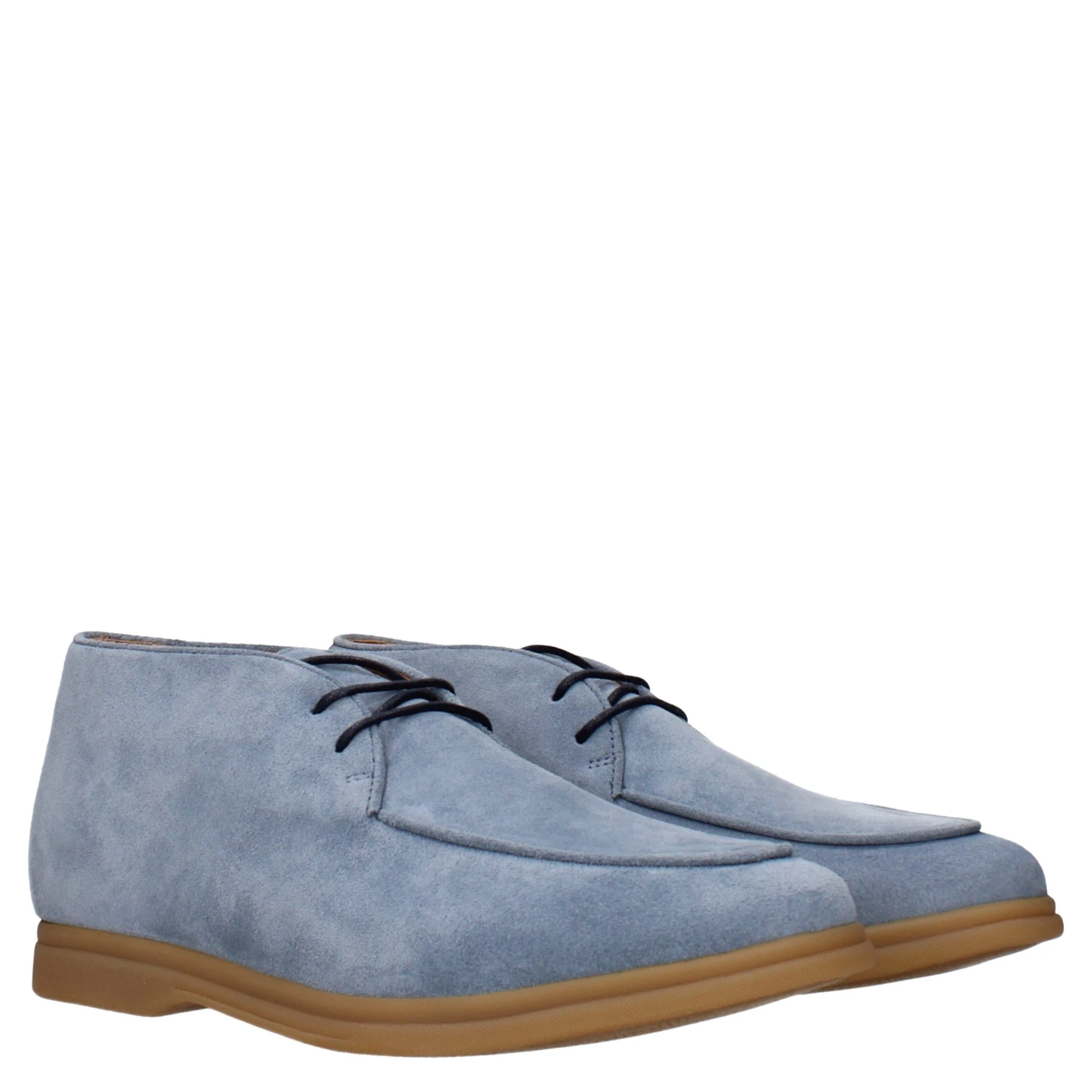 Light Blue Leather Ankle Boots