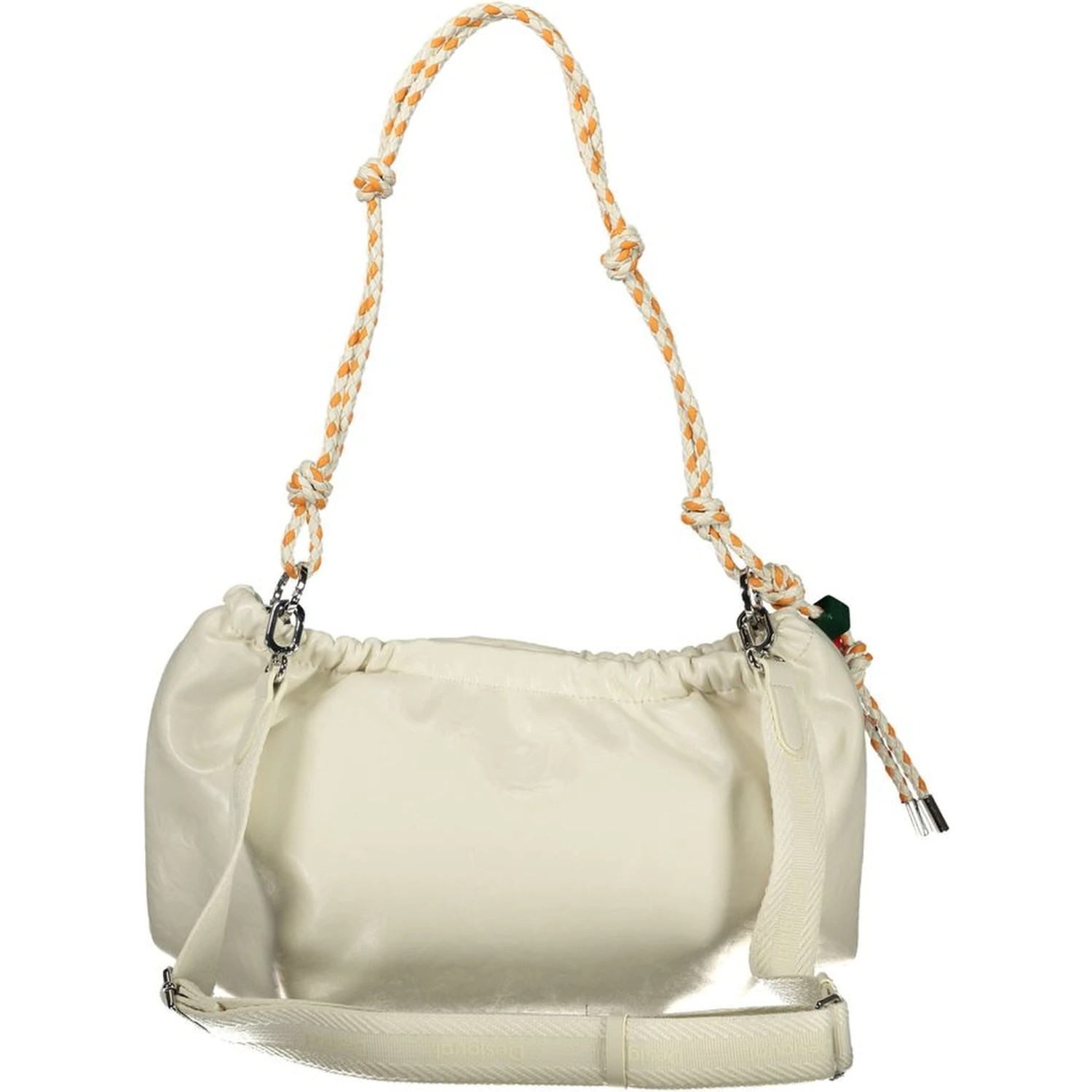 Ecru Polyurethane Women Handbag