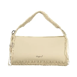 Beige Polyurethane Women Handbag