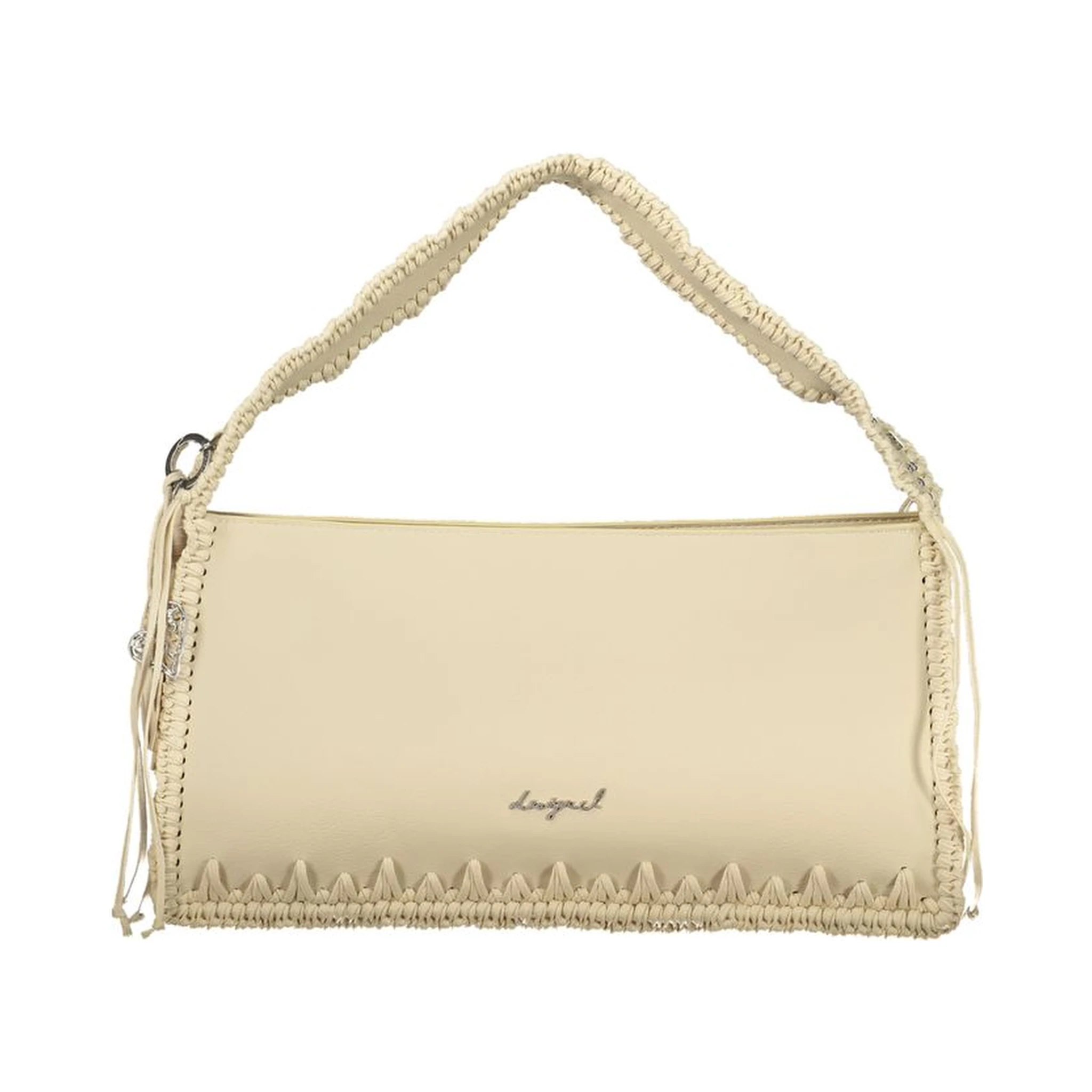 Beige Polyurethane Women Handbag