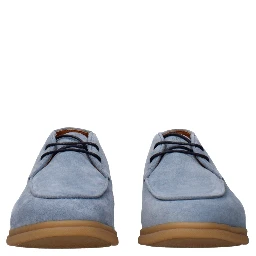 Light Blue Leather Ankle Boots