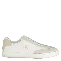 White Polyester Athletic Sneakers