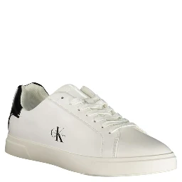 White Polyester Athletic Sneakers