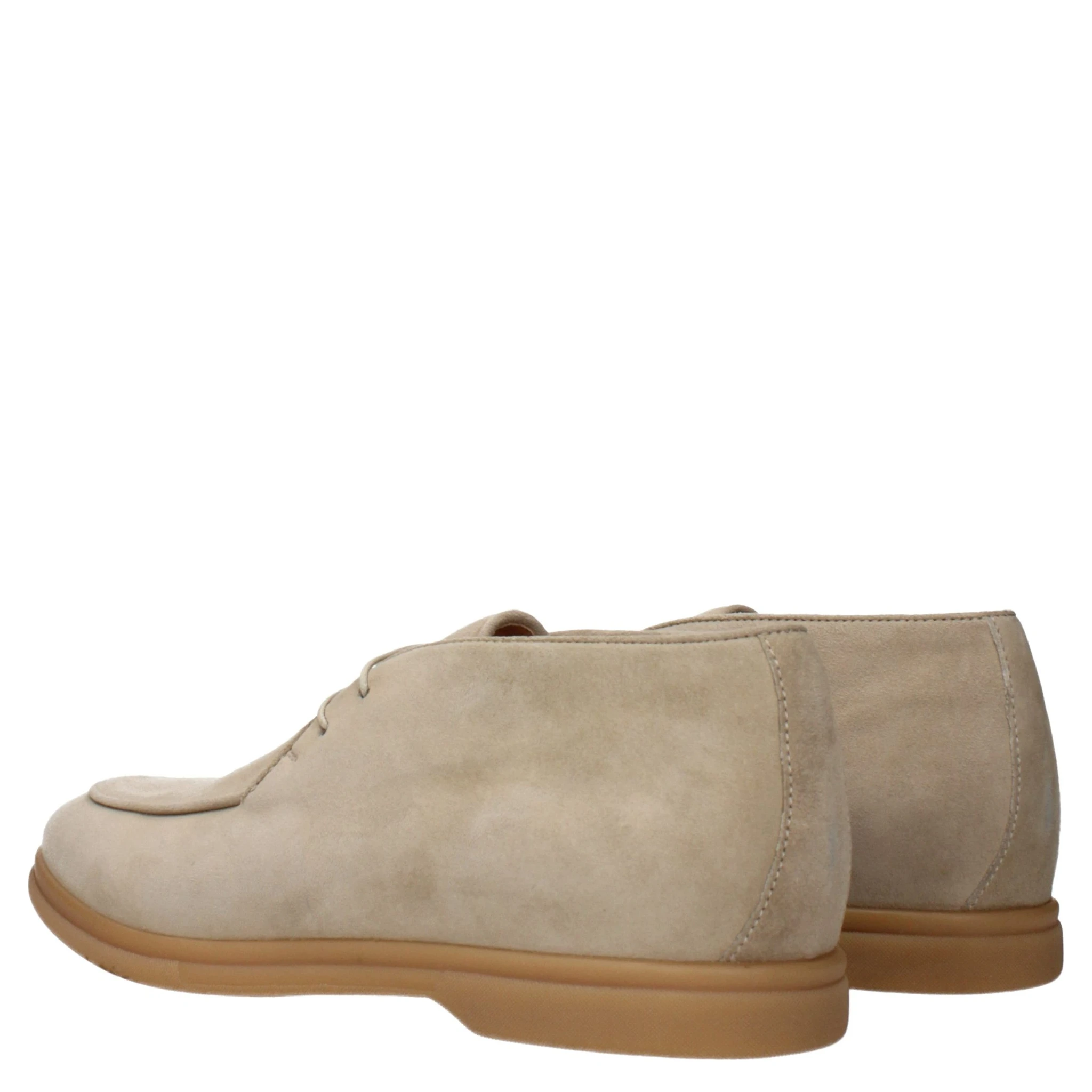 Beige Leather Lace-Up Boots