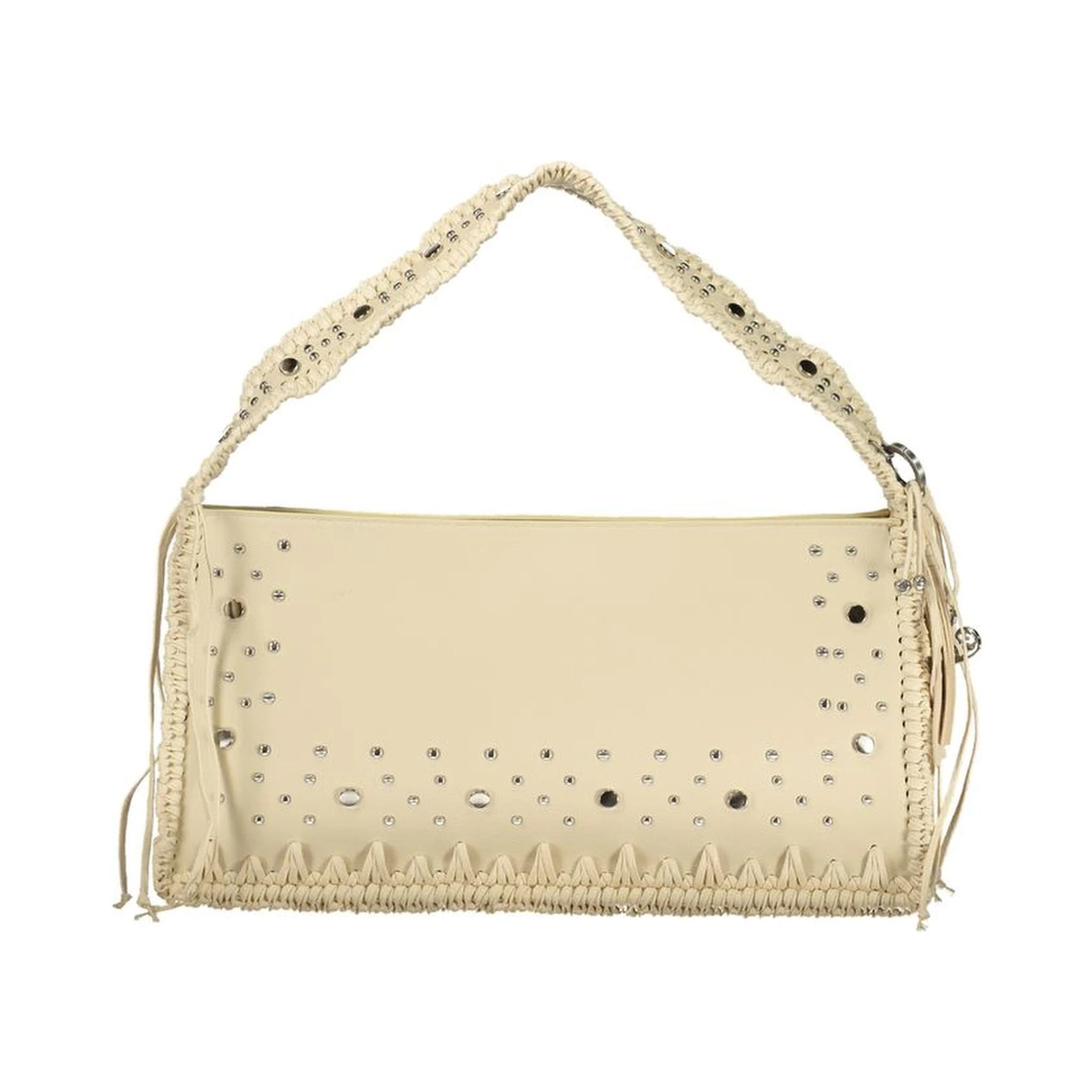 Beige Polyurethane Women Handbag