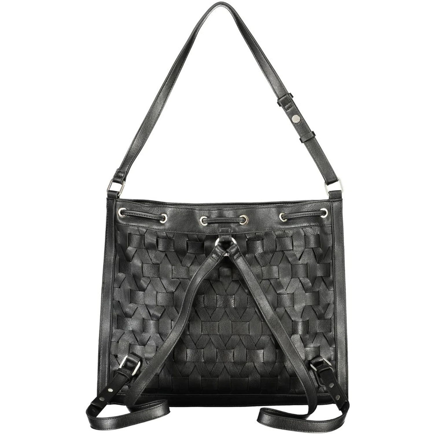Black Polyurethane Women Backpack