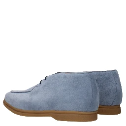 Light Blue Leather Ankle Boots