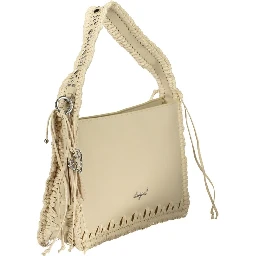Beige Polyurethane Women Handbag