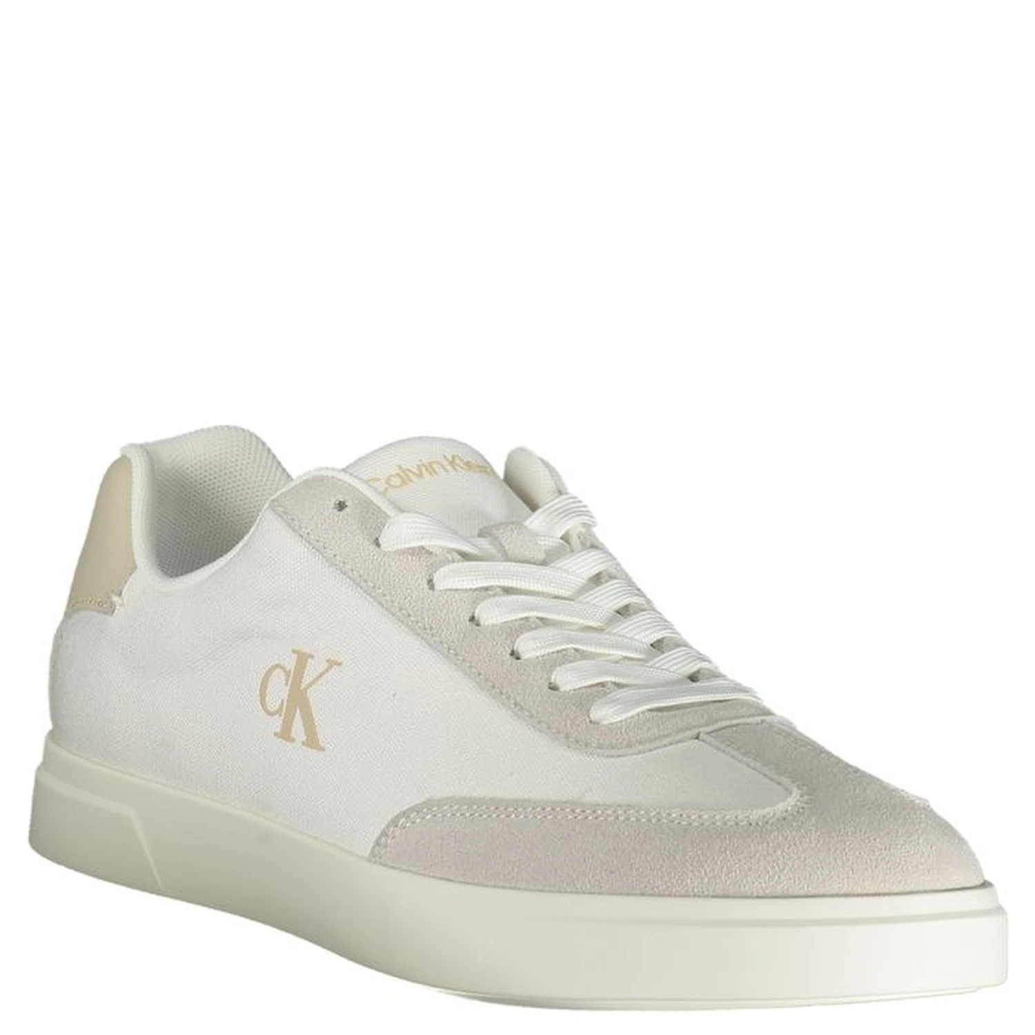 White Polyester Athletic Sneakers