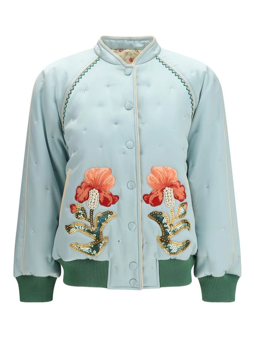 Blue Silk Bomber