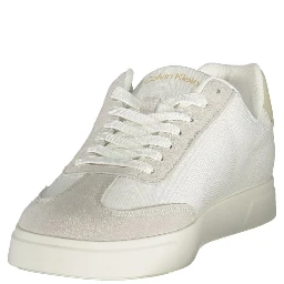 White Polyester Athletic Sneakers