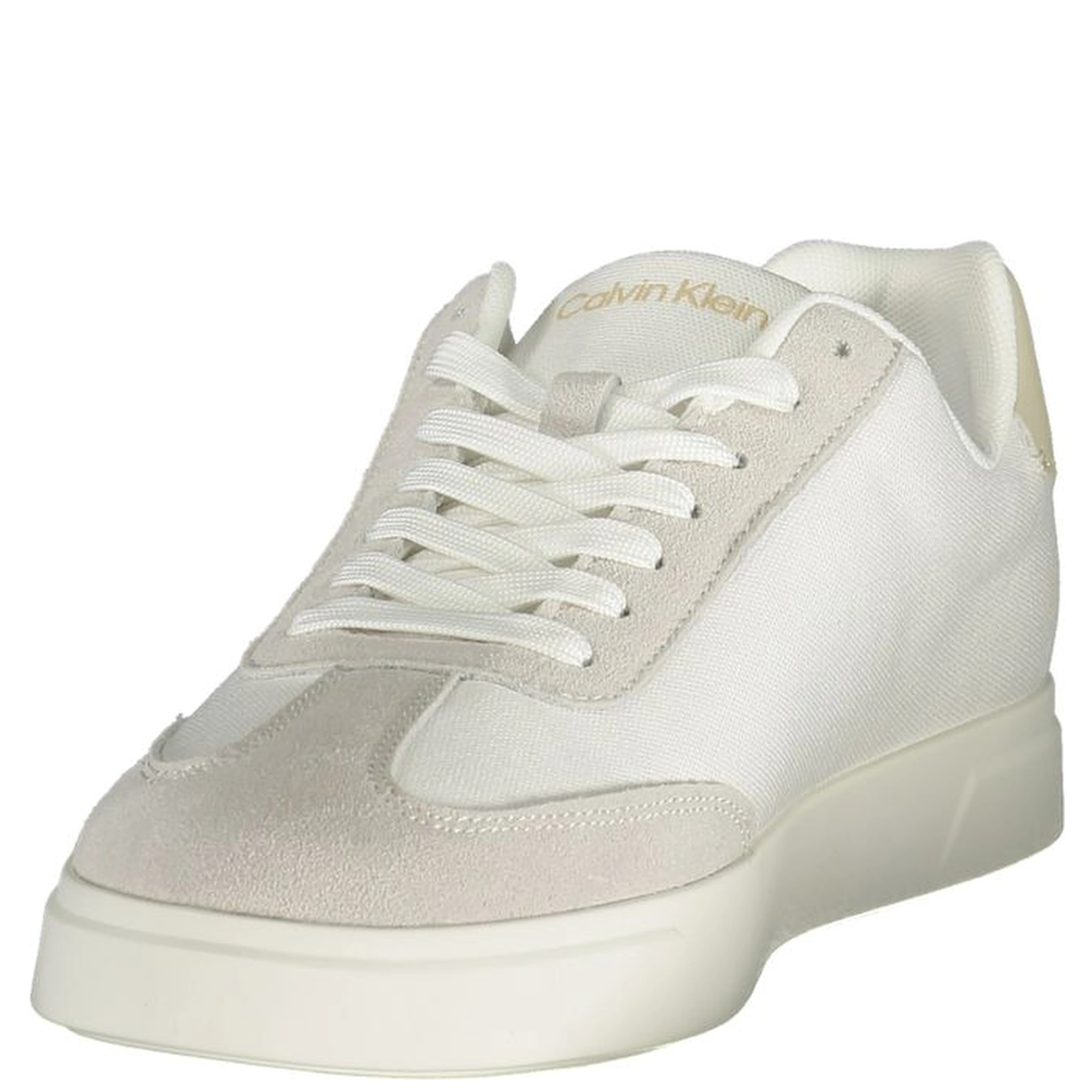 White Polyester Athletic Sneakers