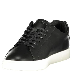 Black Polyester Athletic Sneakers