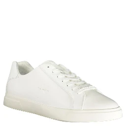White Polyester Low Top Sneakers