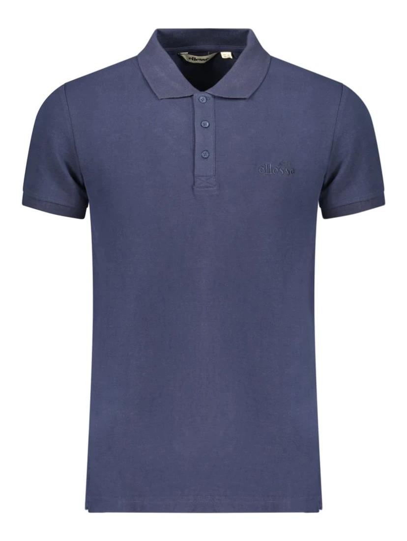 Blue Cotton Men Polo Shirt