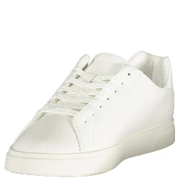 White Polyester Low Top Sneakers
