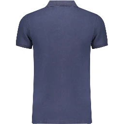 Blue Cotton Men Polo Shirt