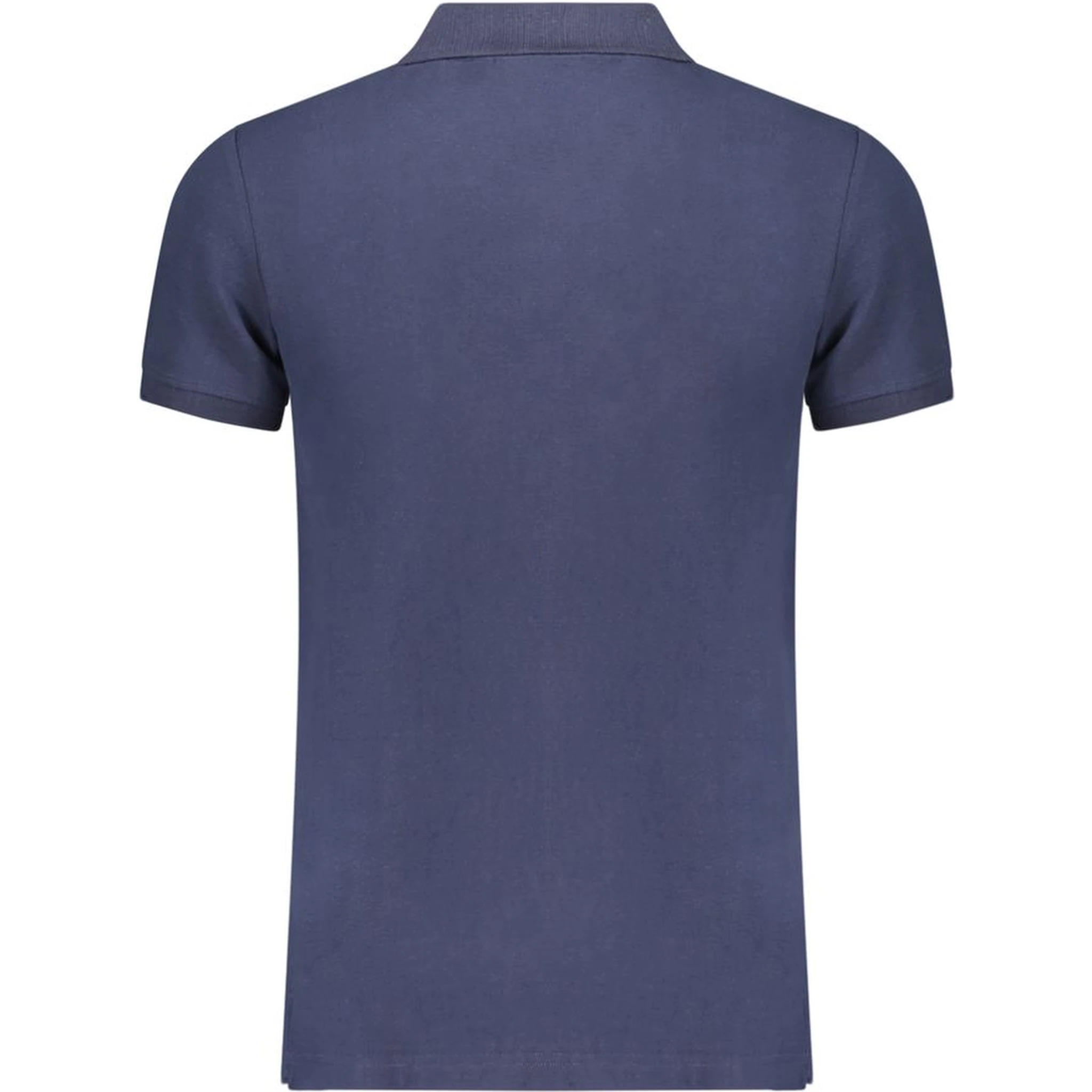 Blue Cotton Men Polo Shirt