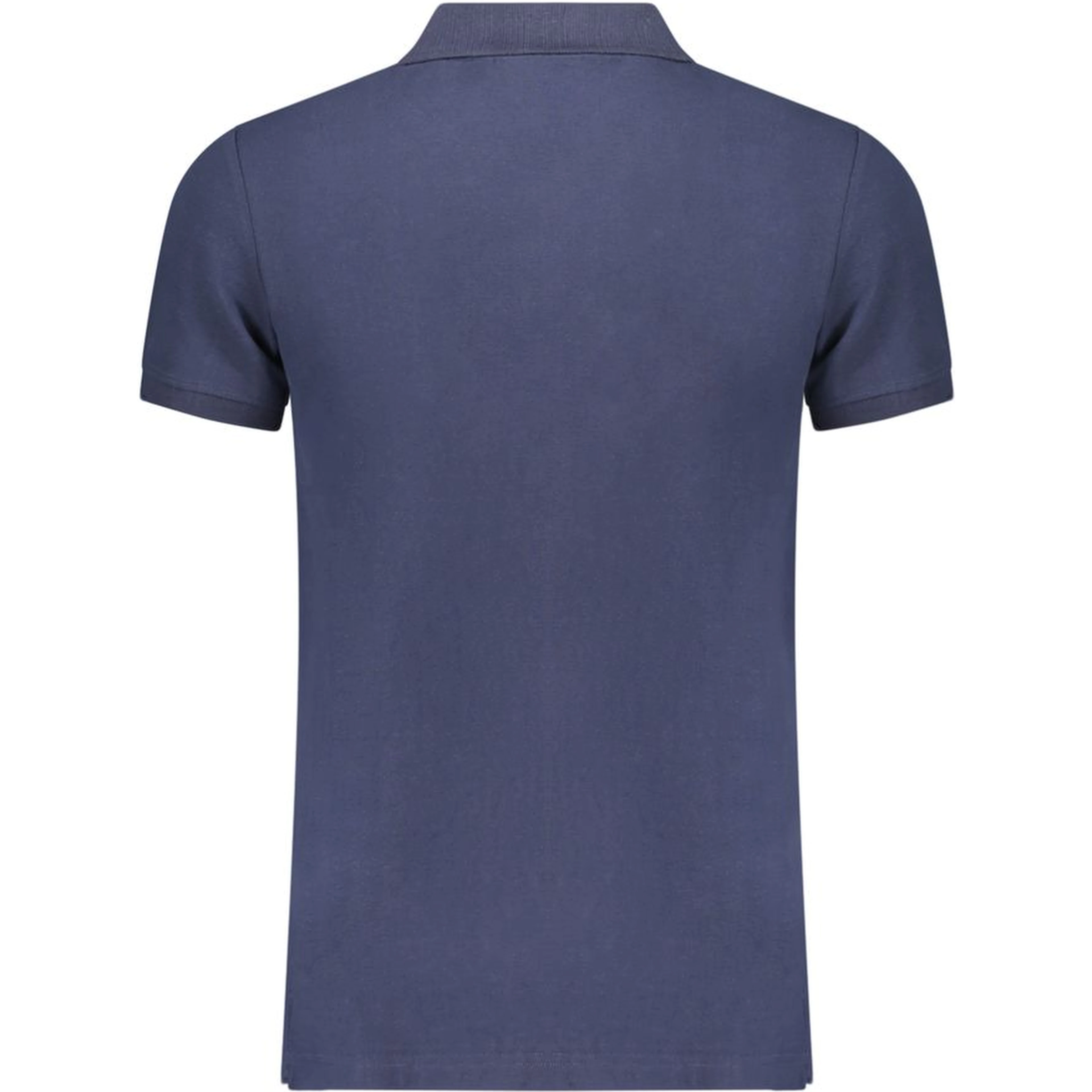 Blue Cotton Men Polo Shirt