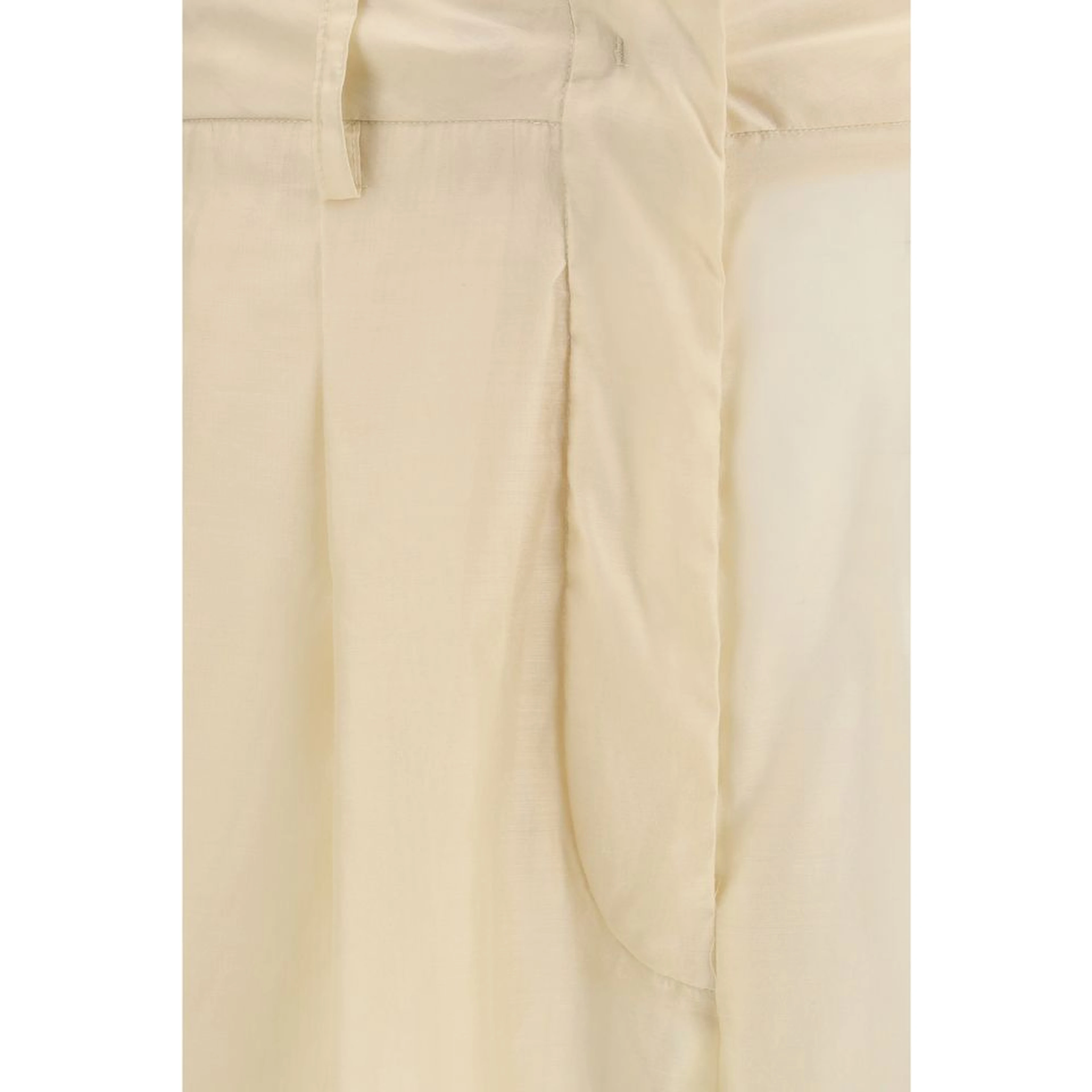 Beige Cotton Casual Pants