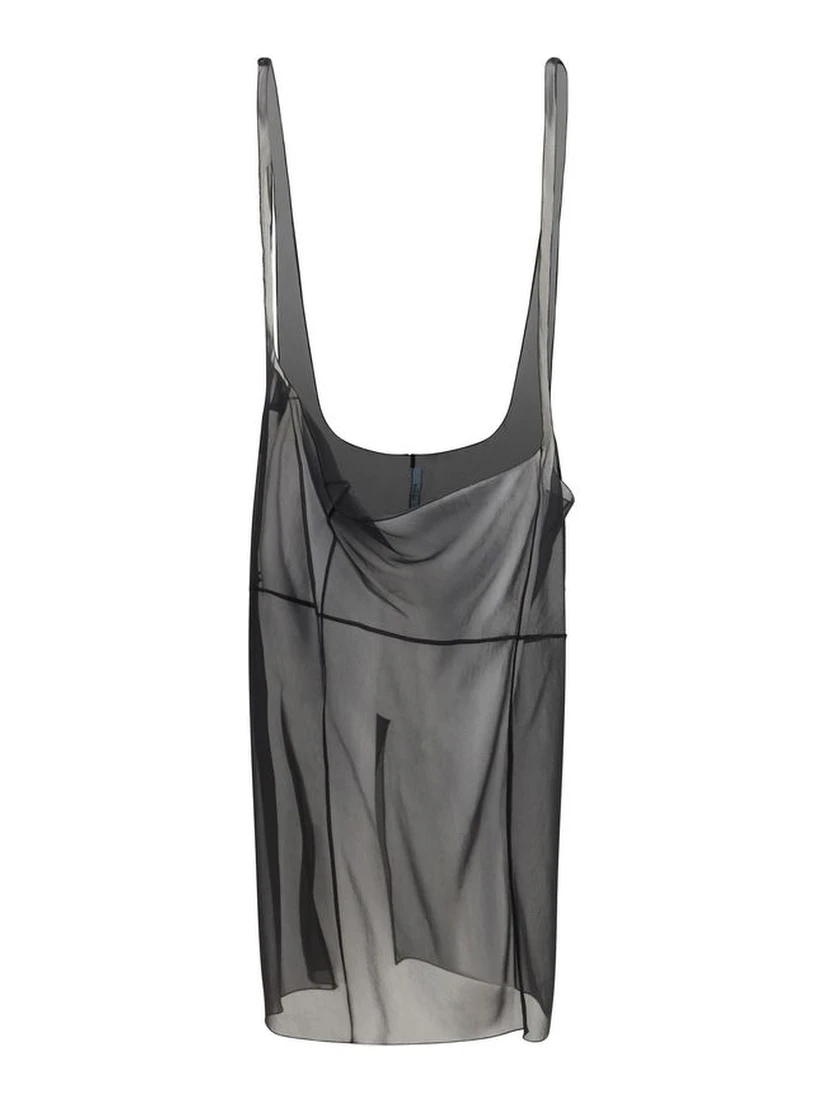 Black Polyester Midi Skirt