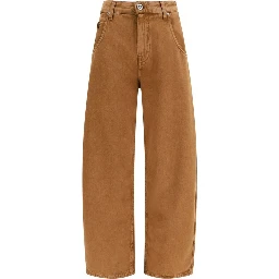 Brown Cotton Relaxed Fit Jeans