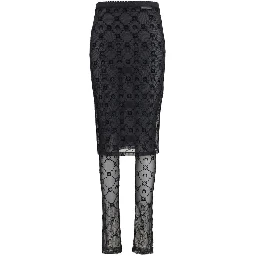 Black Recycled Polyamide Midi Skirt