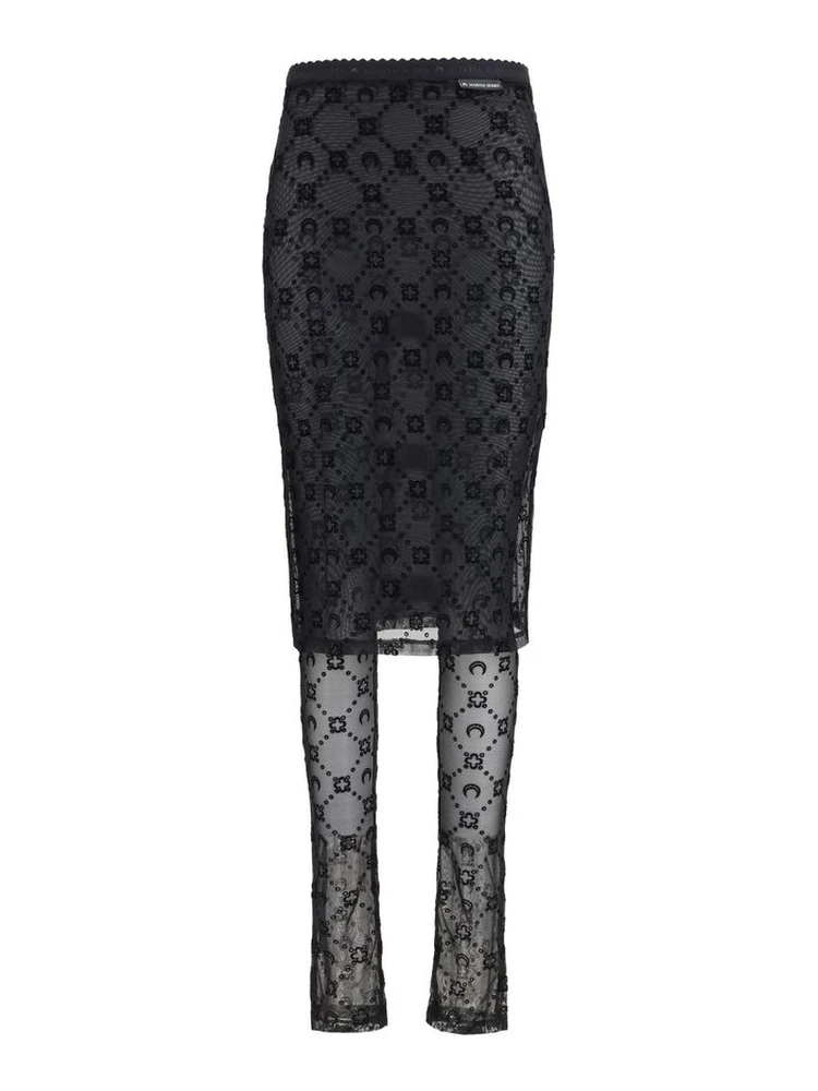 Black Recycled Polyamide Midi Skirt