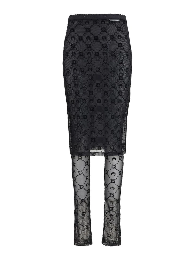 Black Recycled Polyamide Midi Skirt