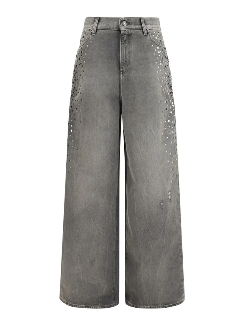 Gray Cotton Jeans Denim