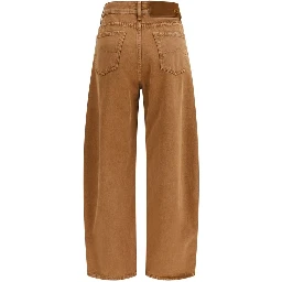 Brown Cotton Relaxed Fit Jeans